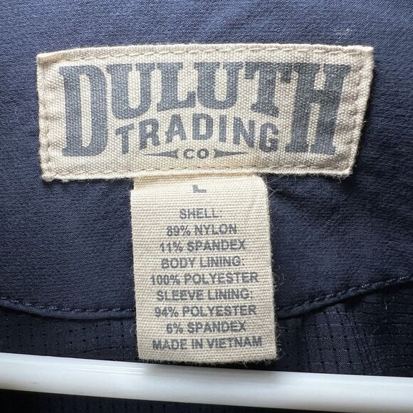 Duluth Trading Co Full Zip Nylon Jacket Mens Size Large Navy Blue Mesh Lined - Picture 6 of 14
